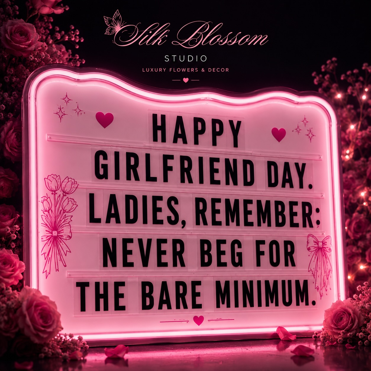 Happy Girlfriend Day. 🌹💕

Ladies, remember: never beg for the bare minimum.

And gentlemen… the bar is literally flowers. 😉

Luxury bouquets • Hotel room décor • Proposal setups • Birthday surprises

📩 DM to order.