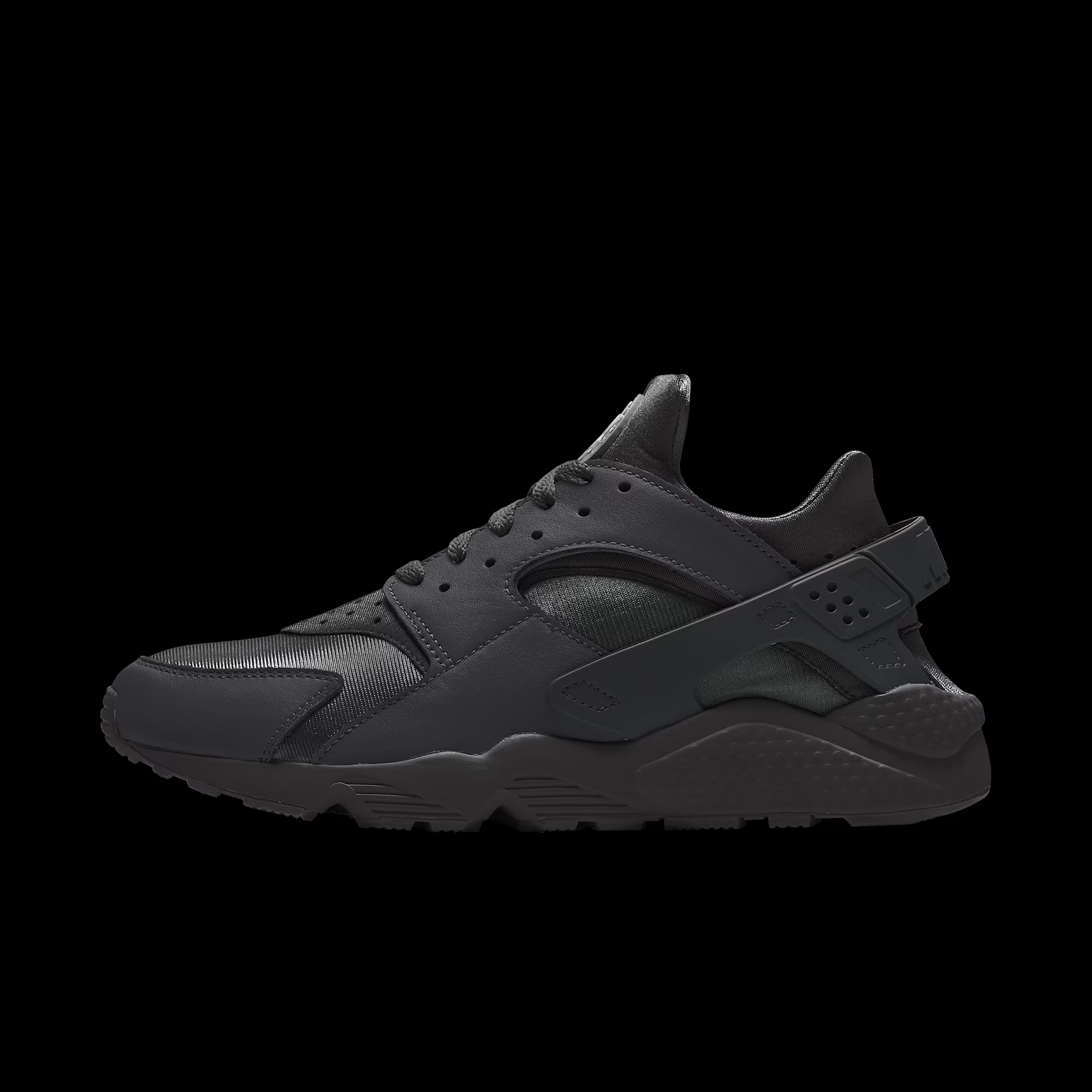 Nike Huarache, black colourway, side profile